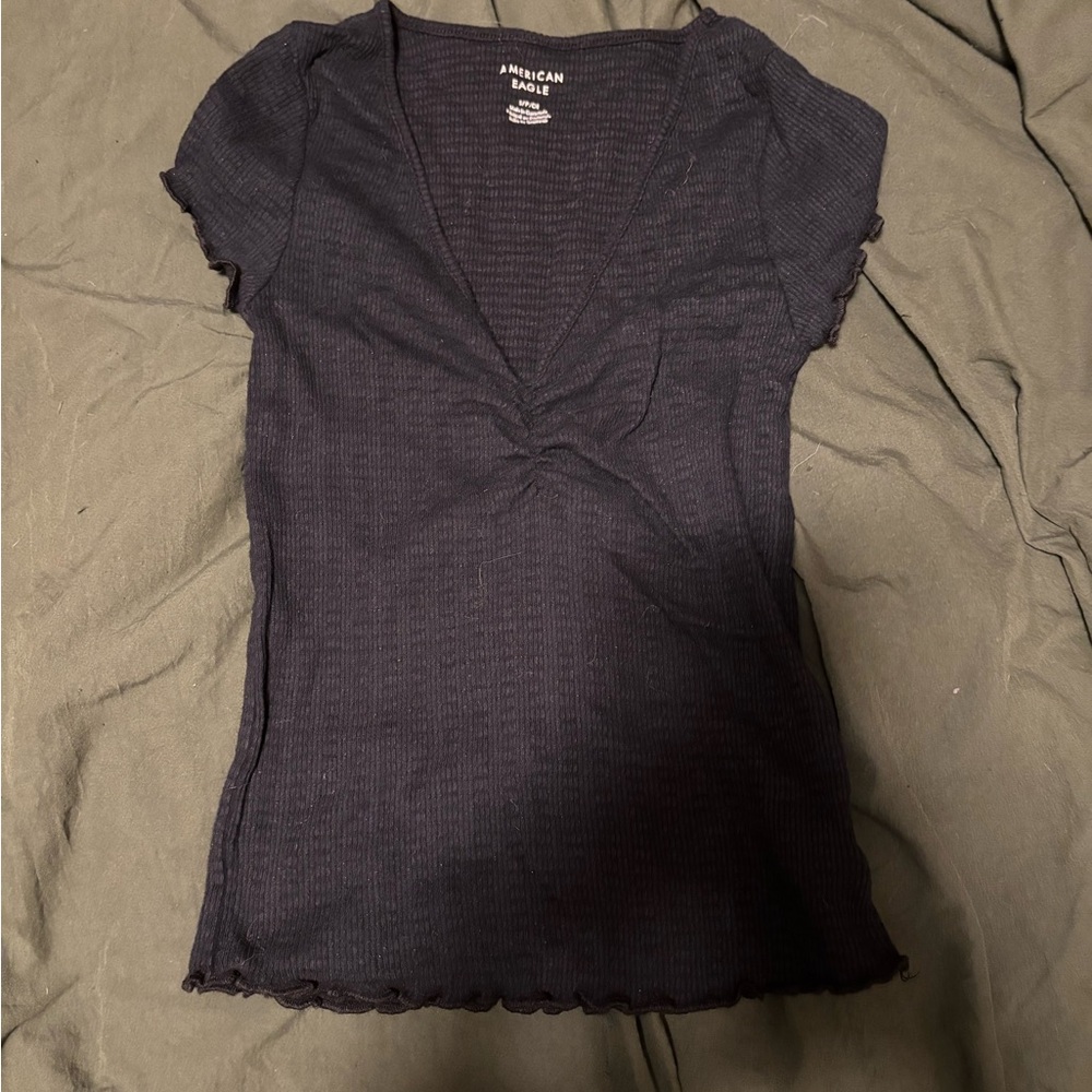 American Eagle Outfitters Dark Charcoal Women's Blouse